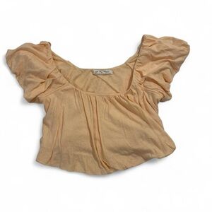 We The Free Peach Ruffle Sleeve Crop Top
